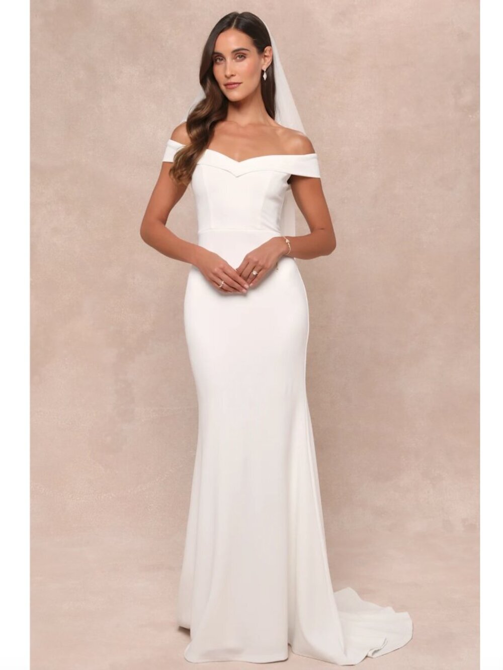 Lulus Arienne White Off-the-Shoulder Mermaid Maxi Dress